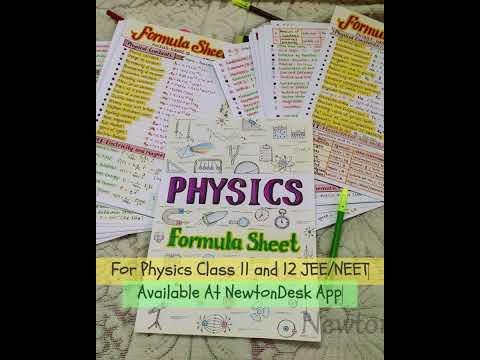 Physics Formula Sheet for Class  and  JEENEET   Exam  Shorts shorts physics formulas - NewtonDesk thumbnail