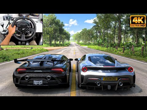 Lamborghini Huracán STO amp Ferrari  Pista  Forza Horizon   Thrustmaster TRS gameplay - GT Experiments thumbnail