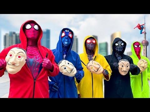 TEAM SPIDERMAN vs BAD GUY TEAM  SPIDERMANs Story New Season   All Action Funny - Follow Me thumbnail