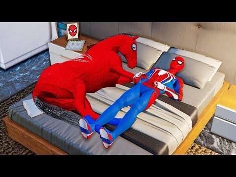 PRO RED SPIDERMAN Daily Routine With Horse Spider  Superhero Morning Routine In Real Life Game - Animals Spidey thumbnail