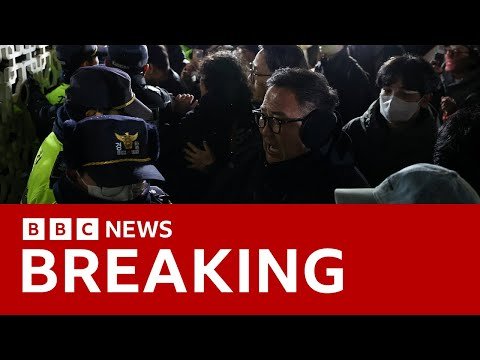 Police enforcing martial law clash with protesters in South Korea  BBC News  BBC News - BBC News thumbnail