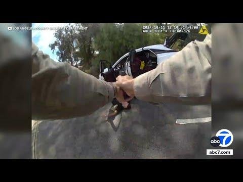 Bodycam video shows deputies shooting man who shot into car carrying child woman in Castaic - ABC thumbnail