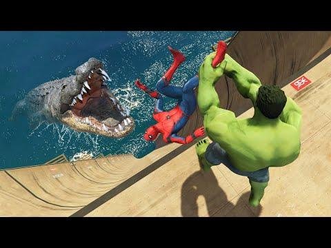 GTA  SPIDERMAN vs HULK Epic Ragdolls Ep Fails amp Funny Moments Flooded Los Santos - Shiny Lamp thumbnail