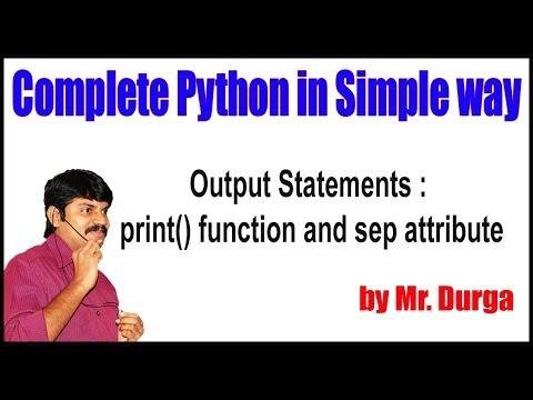 Python Tutorial   Output Statements  print function and sep attribute  by Durga sir - Durga Software Solutions thumbnail