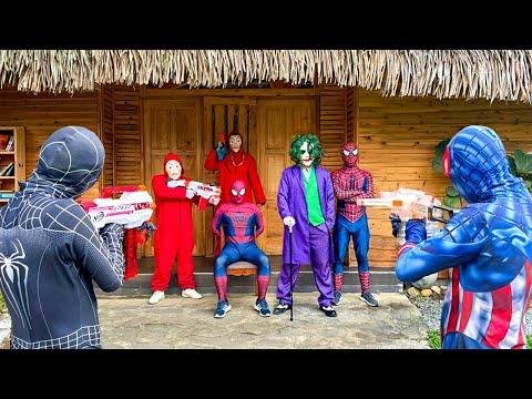 TEAM SPIDERMAN vs BAD GUY TEAM In Real Life  Rescue SPIDERMAN RED   Action Funny  - Follow Me thumbnail