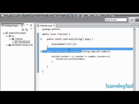 Methods with Parameters  arguments in Java Programming Video Tutorial - LearningLad thumbnail