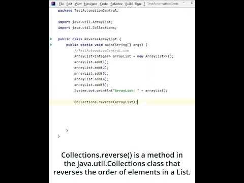 Java Program to Reverse an ArrayList  Java Collections  Java Interview Questions and Answers - Test Automation Central thumbnail