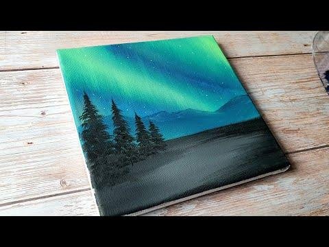 easiest way to paint the northern lights  easy acrylic painting for beginners  - Artwork By S thumbnail