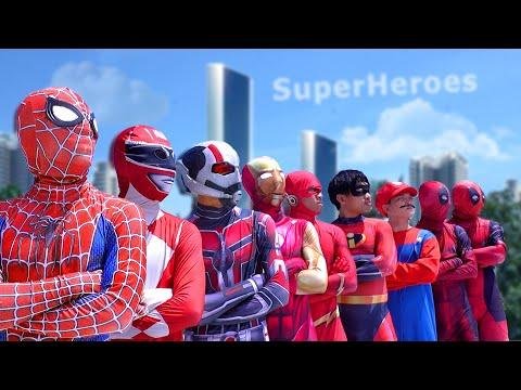 WTH  SpiderMan amp Many RED Superheroes In  House   Who is The Strongest  - FLife TV thumbnail